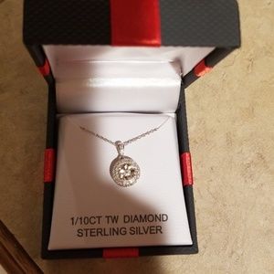 Diamond sterling silver necklace pendant